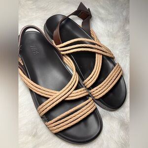 Zara Black and Brown Rope Sandals